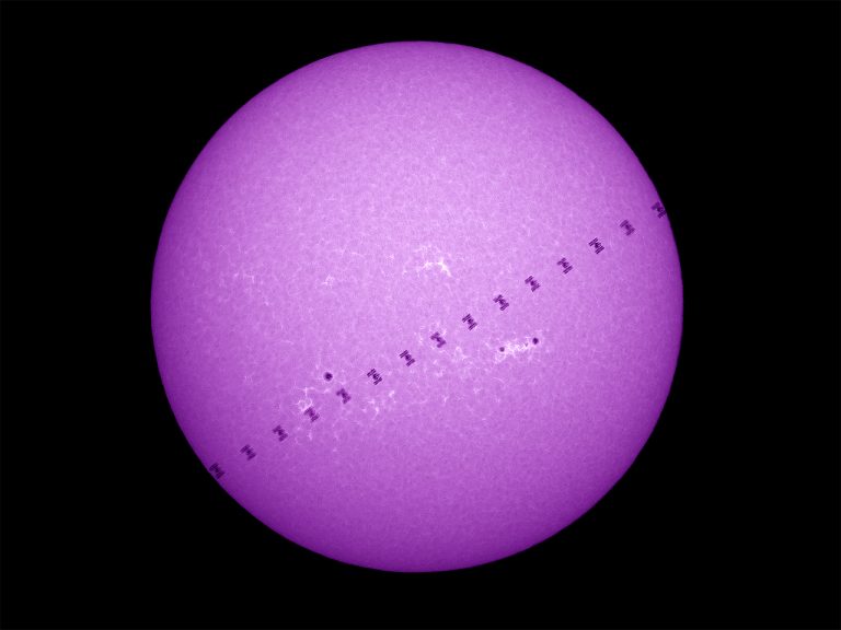 ISS-Transit vor der Sonne im CaK-Licht